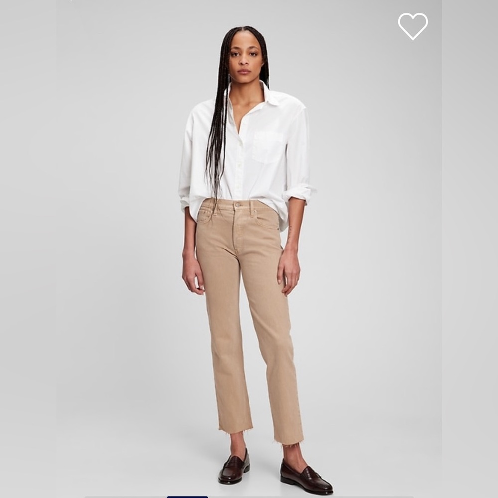 GAP Cheeky Straight High Rise Khaki Tan 28/6  short NWT